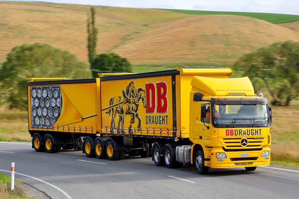 Lorry livery with illustrative detail created by Designworks for award winning New Zealand draught ale DB Draught