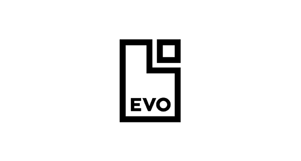 Logo with a restrained geometric and monochromatic aesthetic for Spanish bank Evo designed by Saffron
