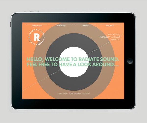 Logo and website designed by Bradley Rogerson and Supply for recording and engineering studio Radiate Sound