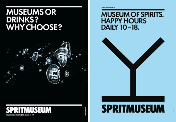 Logo and print designed by Stockholm Design Lab for spirit themed art gallery, museum, tasting room and bar Spritmuseum
