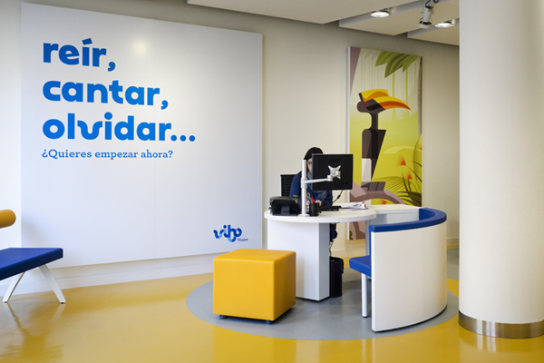 Logo and interior signage designed by Saffron for Spanish high street travel agent Vibo