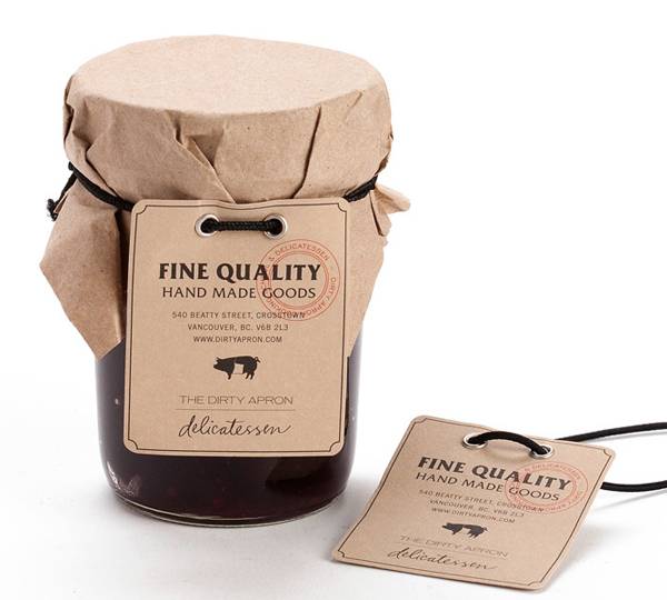 Unbleached uncoated paper tags created by Glasfurd & Walker for delicatessen The Dirty Apron