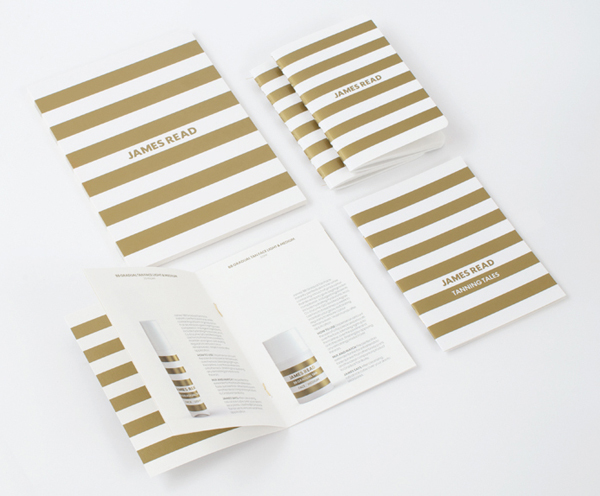 Print with gold spot colour detail promoting James Read's premium tanning range designed by Studio Makgill