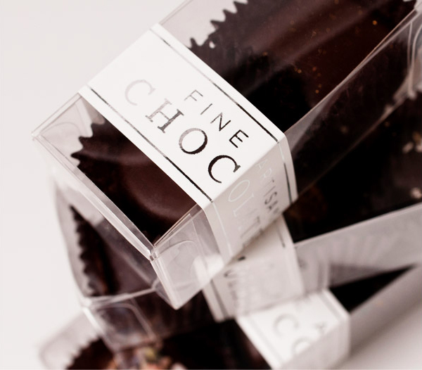 Packaging with silver foil detail designed by YUI Studio for US based confectioner Lesley's Gourmet