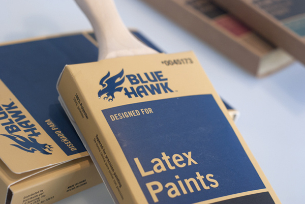 Packaging designed by United for Lowe's new Blue Hawk paint brush line. 