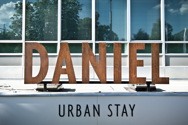 Logo and exterior signage designed by Moodley for Vienna and Graz based luxury hotel Daniel