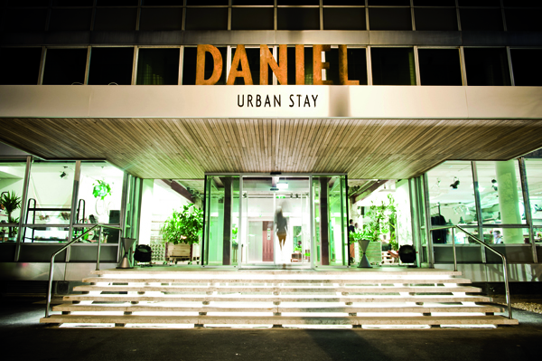 Lobby logo and exterior signage designed by Moodley for Vienna and Graz based luxury hotel Daniel