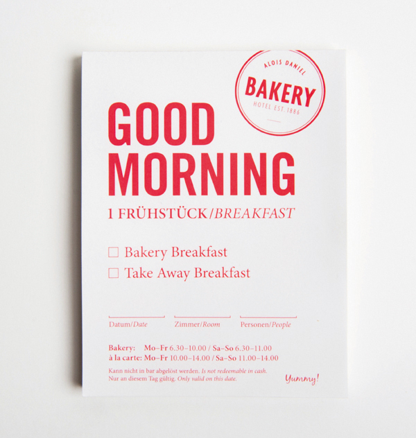 Logo and breakfast menu designed by Moodley for Vienna and Graz based luxury hotel Daniel