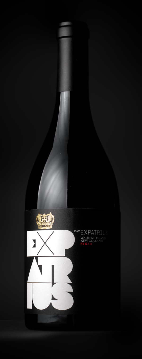 Wine label with gold foil print finish designed by Inhouse for Expatrius Estate
