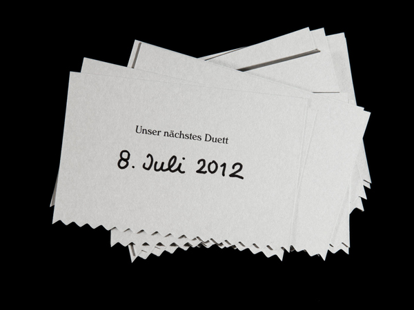 Appointment card with die cut detail for Swiss hair salon Coiffure Duett designed by Bureau Collective