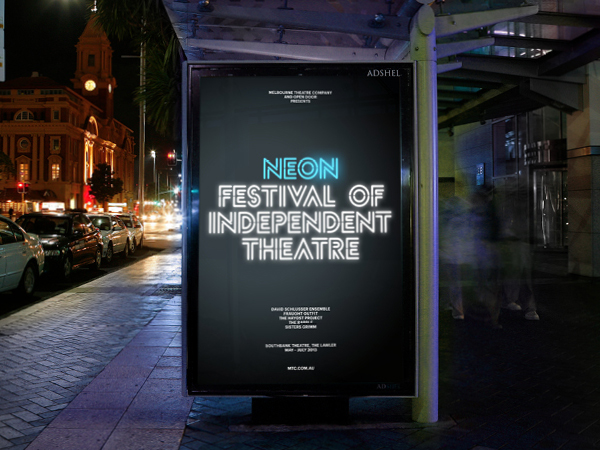 Outdoor advertising developed by Interbrand under the theme of 'new light' for Melbourne Theatre Company