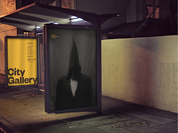 Logo and bus shelter poster series for non-collecting exhibition-based public gallery City Gallery by Designworks