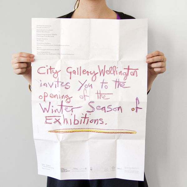 Fold out guide with hand drawn typographic detail for City Gallery by Designworks