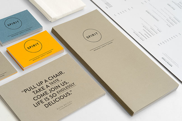 Logo, business card and menus for vegetarian restaurant Spirit designed by Studio Beige