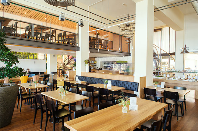 Interior of vegetarian and organic restaurant Spirit