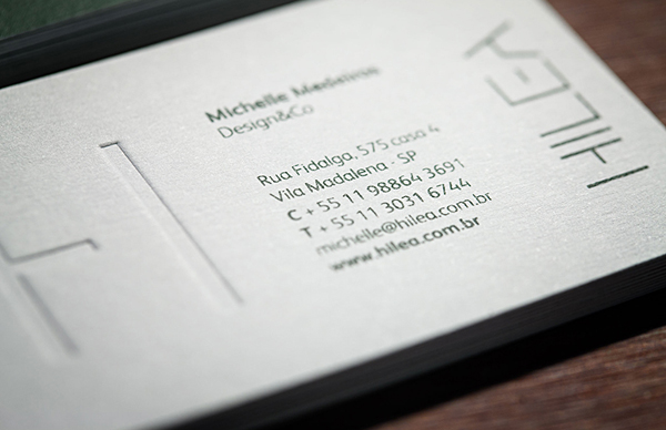 Logo and blind embossed duplex business card for social and environmental art project developer Hilea created by Hyperlocaldesign