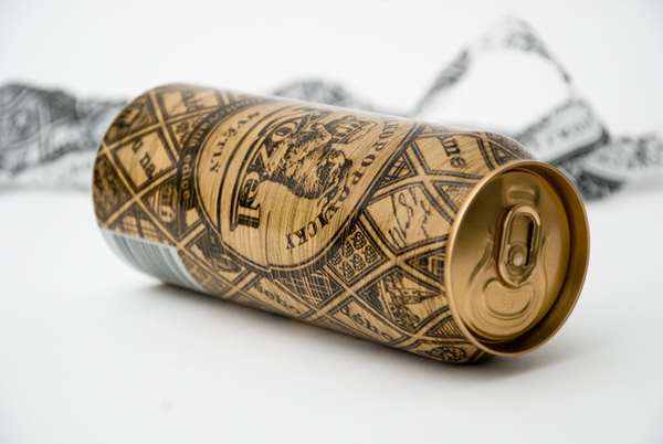 Packaging with heat treated wood effect designed by Yurko Gutsulyak for Czech brewer Velkopopovický Kozel