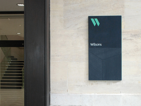 Logo and signage by MyttonWilliams for legal advice firm Wilsons