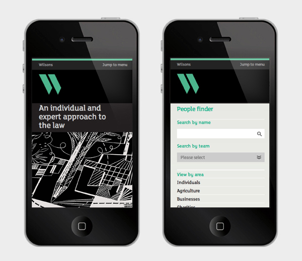 Logo, illustration and responsive website design by MyttonWilliams for legal advice firm Wilsons