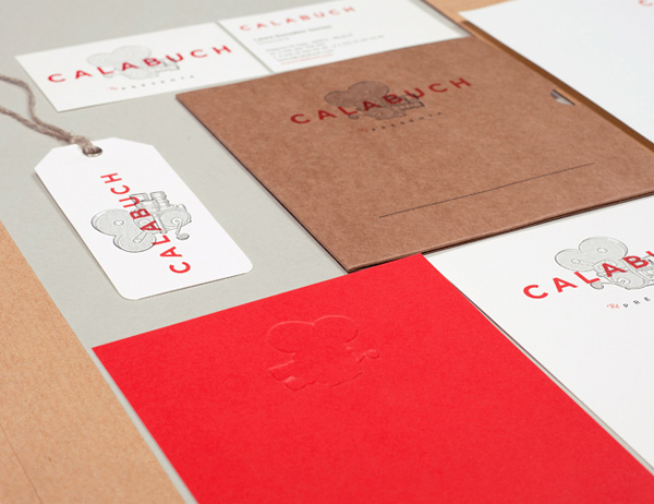 Logo and print with bleached and unbleached papers for Spanish artist management service Calabuch developed by Tres Tipos Graficos