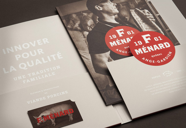 Logo, folder and brochure for Canadian pork producer and family run butcher F. Ménard designed by lg2boutique