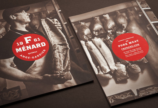 Logo and brochure for Canadian pork producer and family run butcher F. Ménard designed by lg2boutique