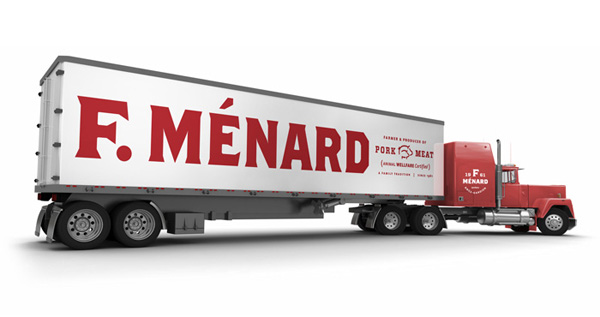 Logo and truck livery for Canadian pork producer and family run butcher F. Ménard designed by lg2boutique