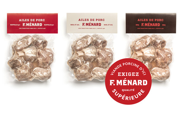 Packaging for Canadian pork producer and family run butcher F. Ménard designed by lg2boutique