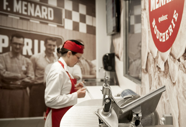 Interior walls for Canadian pork producer and family run butcher F. Ménard designed by lg2boutique