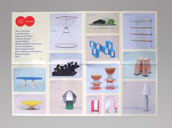 Fold out catalogue for furniture and lighting company La Chance designed by Artworklove