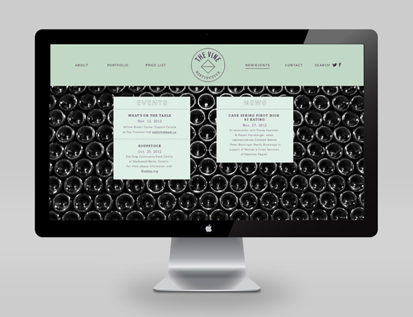 Logo and website for Italian and Californian wine specialist The Vine designed by Blok