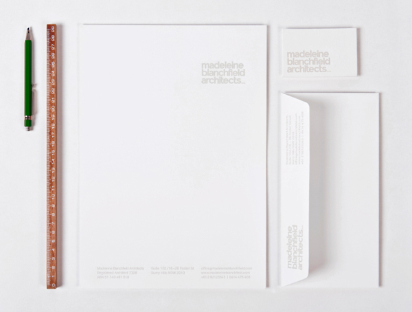 Logo and stationery for Madeleine Blanchfield Architects designed by A Friend Of Mine