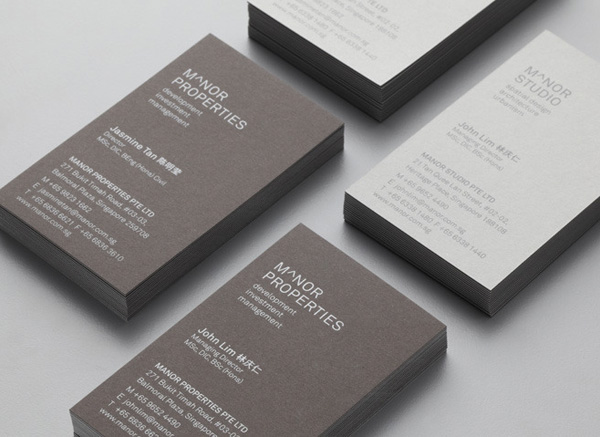 Logo and business card for Singapore-based architectural and spatial design practice Manor Studio created by Manic