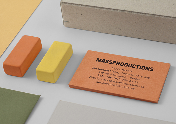 Logo and business card for furniture company Massproductions designed by Britton Britton