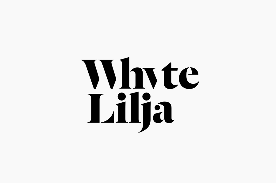 Stencil cut serif logotype designed by Kurppa Hosk for Swedish architectural firm Whyte Lilja