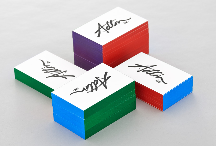 Logo and edge painted business cards by Apartment One for customer-centric business consulting business Adlin Inc