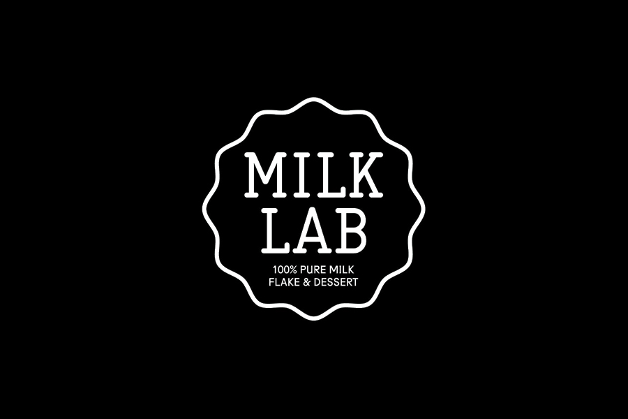 Logo designed by Studio FNT for South Korean dessert restaurant Milk Lab