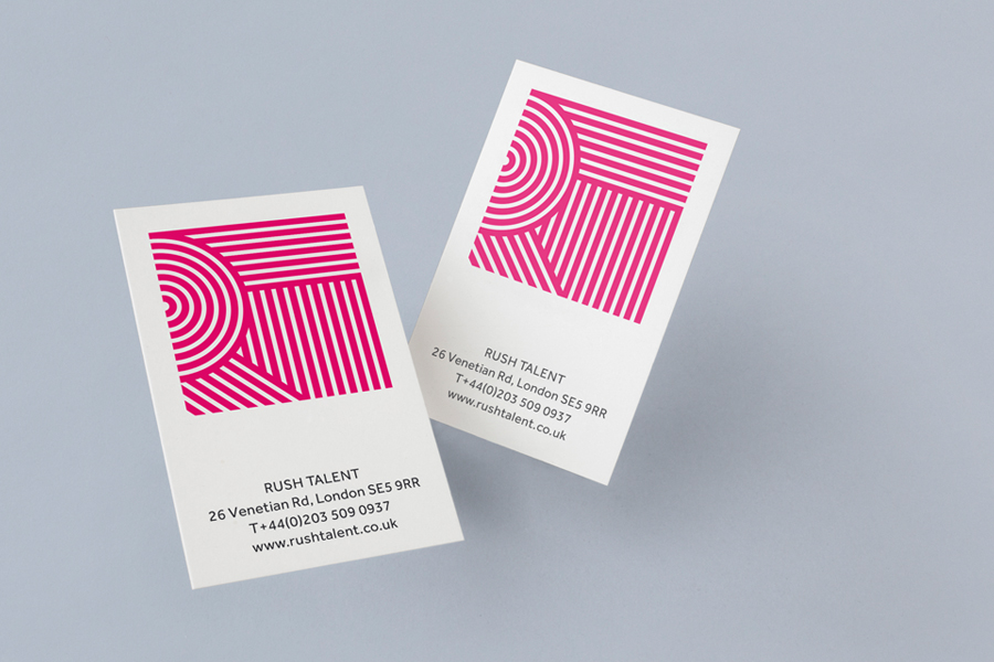 Logo and business cards designed by Bunch for London based public relations company Rush Talent