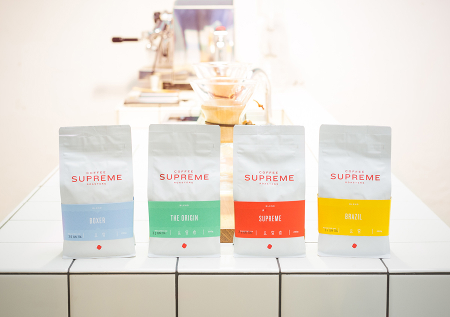 Packaging designed by Marx Design for independent coffee roaster Coffee Supreme