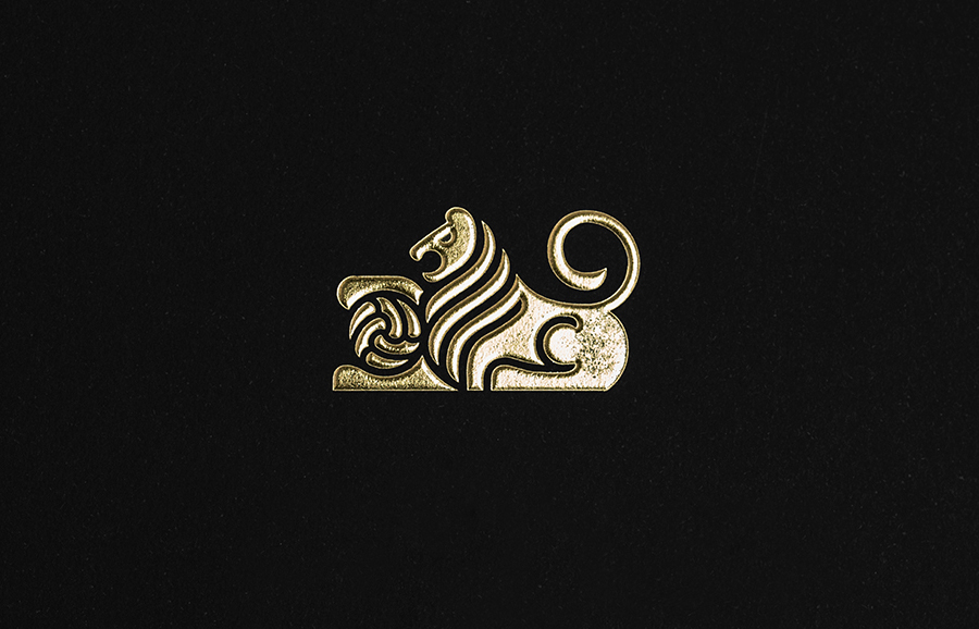 Logo as an embossed gold foil detail by Anagrama for football scout and transfer business Anthem