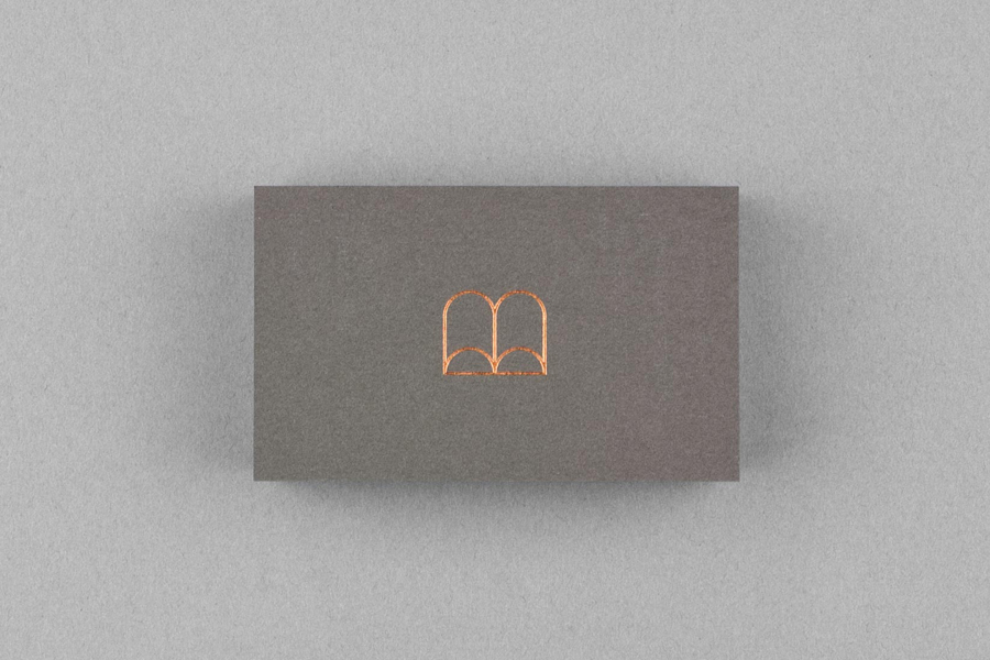 Logo and business card with a copper block foil detail for screenwriter Belinda Nowell's new publishing venture Boabel, designed by Maud