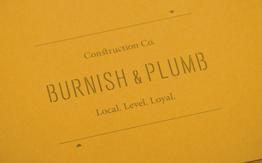Logo across a rough trade texture designed by FÖDA for Austin based construction firm Burnish & Plumb