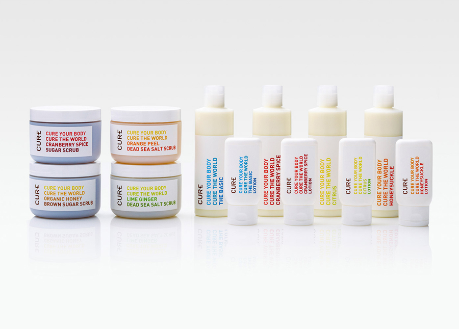 Packaging and branding by Mucho for Californian based handcrafted body care company Cure