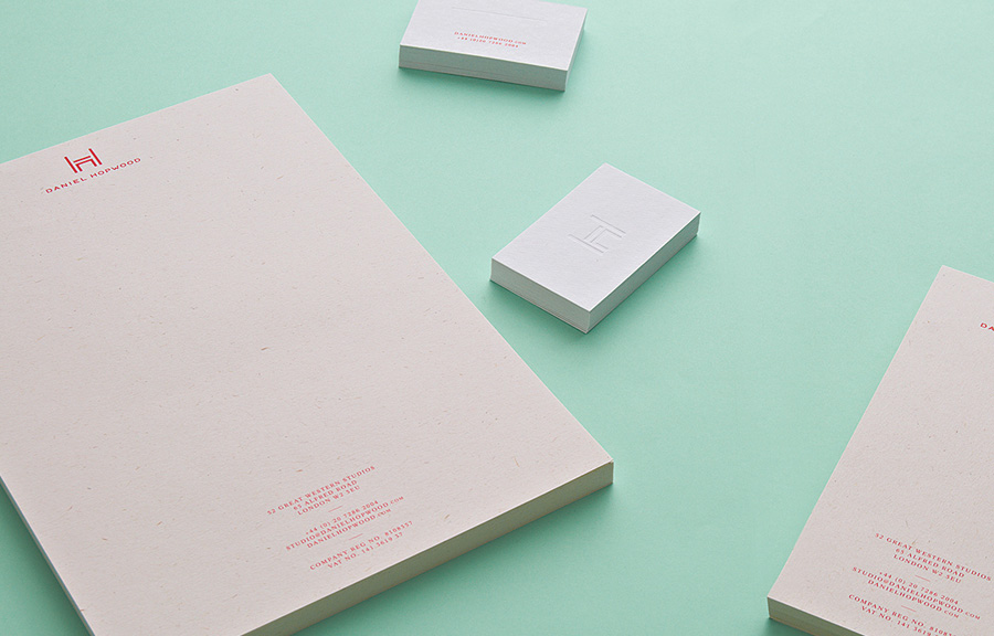 Logo and deboss stationery design by Two Times Elliott for Daniel Hopwood