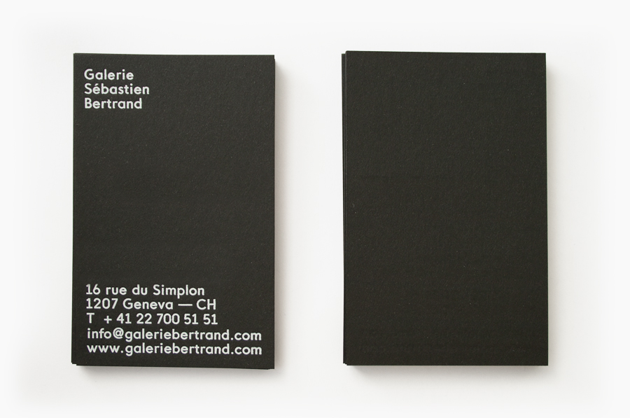 Logo and business card with white ink detail designed by Neo Neo for Sébastien Bertrand contemporary art gallery