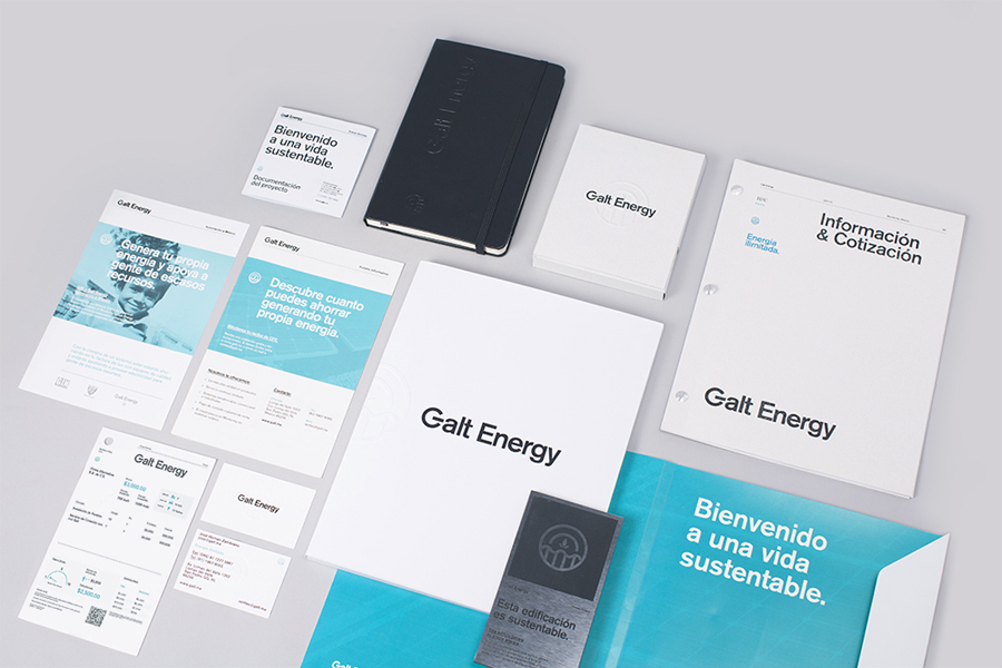 Logo and stationery with embossed paper and deep blind embossed finish for Galt Energy designed by Firmalt