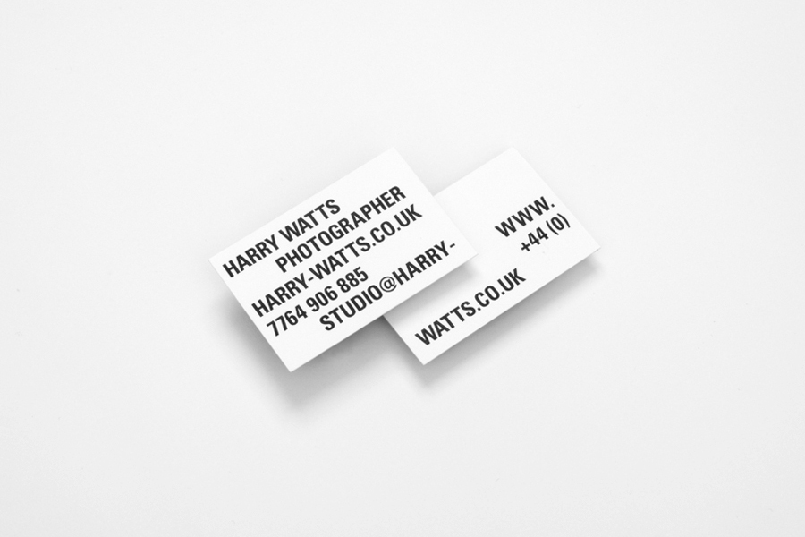 Business card designed by Birch for British photographer Harry Watts