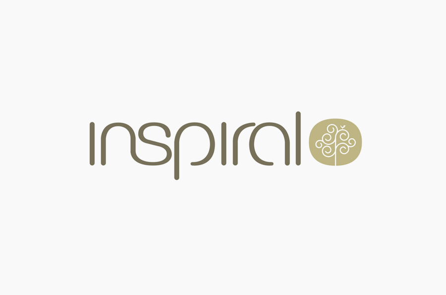 Logo and sans-serif logotype designed by Stduio h for organic raw food company Inspiral