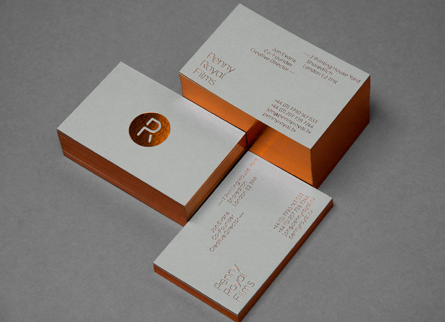 Logo and print with copper block foil print finish designed by Alphabetical for Penny Royal Films