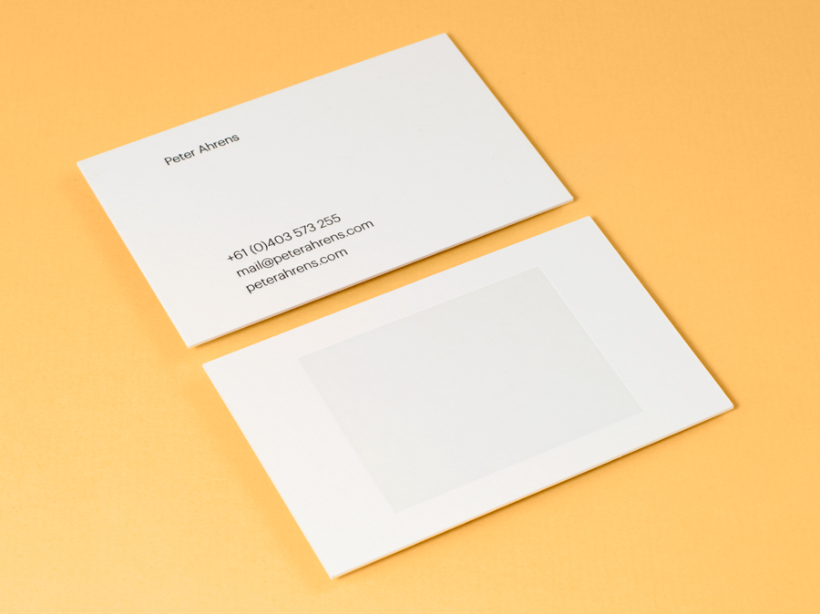 Logo and letterpress business cards for photographer Peter Ahrens by Studio Jubilee